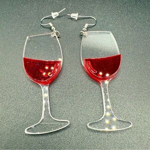 Wine Glass Pierced Acrylic Earrings